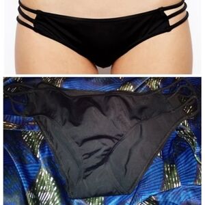 ASOS Multi Strap Lattice Side Black Bikini Bottom in Size 12 NEW